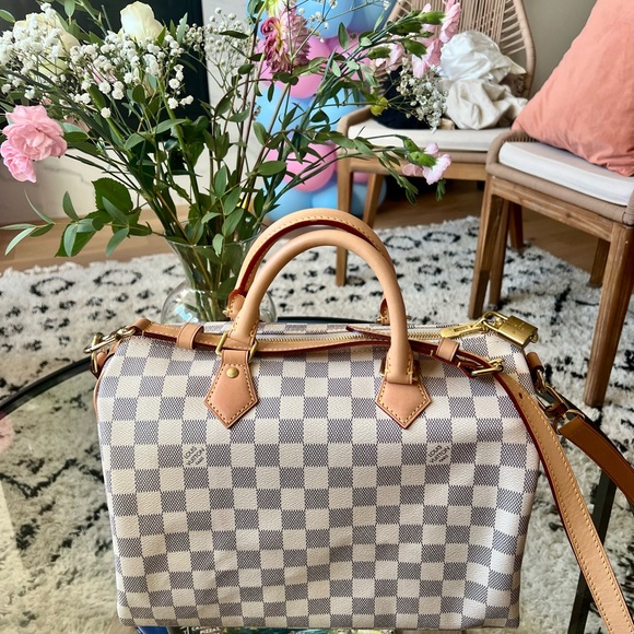 Louis Vuitton Handbags - Speedy 30 Damier Azur Bandolier Louis Vuitton